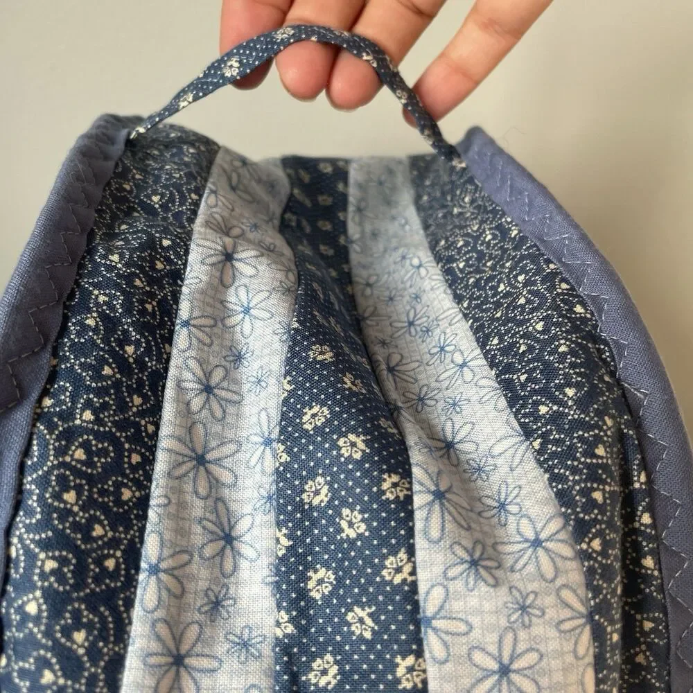 Handmade Quilted Toaster Cover for 2 Slot Toaster Cottagecore Cotton Blue